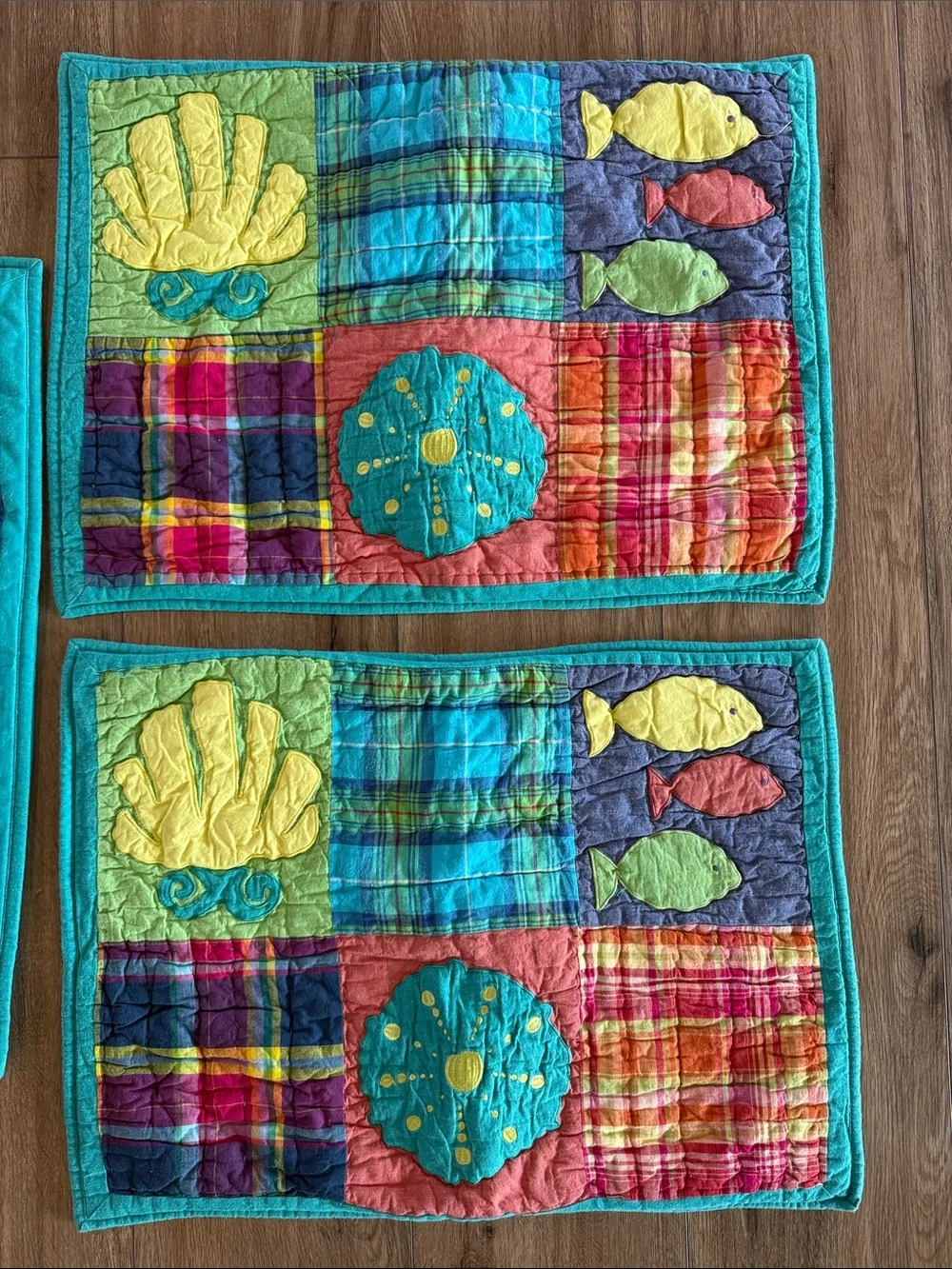 Beachy Bright Coastal Patchwork Plaid Quilt with Nautical Quilt Blocks